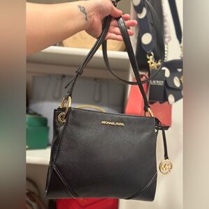 Michael Kors Nicole Medium Pebbled Leather Crossbody Bag